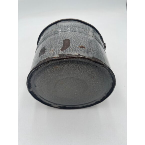 Vintage Rustic Metal Berry Bucket Planter Decor With Handle & Patina Gray Enamel - Picture 6 of 7